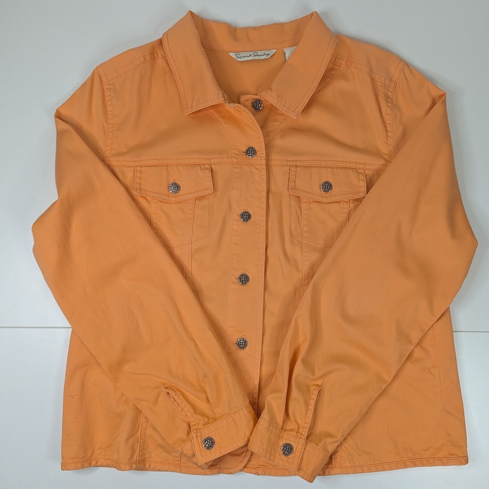 Vintage French Laundry Jacket Orange Denim Style Women's‎ L - Picture 6 of 10